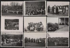 1934-1935 Erdély, Papfalva, Pusztatopa, 9 darab fotó búcsúról, egyházi ünnepségről, hátoldalán felir...