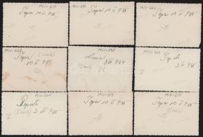 1934-1935 Erdély, Papfalva, Pusztatopa, 9 darab fotó búcsúról, egyházi ünnepségről, hátoldalán felir...