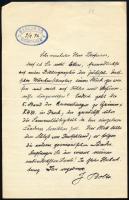 1932 Berlin, Johannes Bolte (1858-1937) német folklorista saját kezű, aláírt levele / Autograph sign...