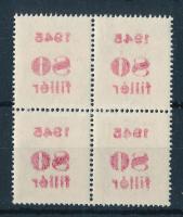1945 Kisegítő portó 80f/30f négyestömb a felülnyomat gépszínátnyomatával