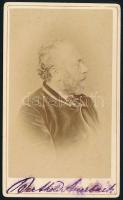 cca 1880 Berthold Auerbach (1812-1882) német író, keményhátú fotó Ganz (Zürich) műterméből, aláírt!,...