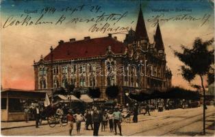 1914 Budapest IV. Újpest, Városháza, piac, kerékpár. N. M. Bp. (fl)