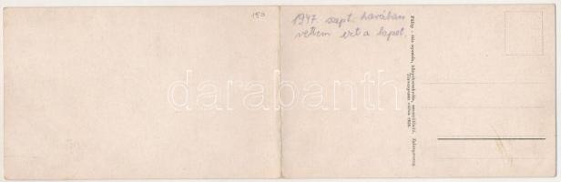 1947 Zalaegerszeg, madártávlatból, látkép zsinagógával. 2-részes kihajtható panorámalap. Fülöp kiadá...