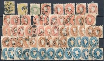 1861 62 db lemezhibákra átnézetlen bélyeg nagyrészt magyar bélyegzésekkel (~120.000)