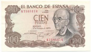 Spanyolország 1970. 100P "K7585174" T:F szép papír
Spain 1970. 100 Pesetas "K7585174...