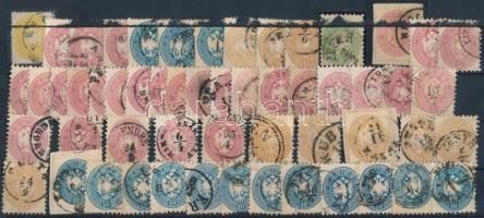 1863-1864 55 db bélyeg több olvasható - nagyrészt magyar - bélyegzéssel, átnézetlen (~100.000)