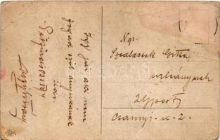 1933 Gruss vom Krampus / Krampusz repülőgépen virgáccsal és hölggyel, Hold / Krampus with airplane, ...