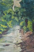 Widder Félix (1874-1939): Zöldellő táj, 1938. Olaj, karton, jelzett. Fa keretben, 60×78 cm