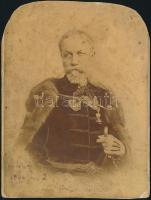 1894 Jókai Mór (1825-1904) író díszmagyarban, keményhátú fotó, autográf aláírt és datált!, Strelisky...