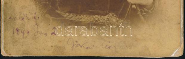 1894 Jókai Mór (1825-1904) író díszmagyarban, keményhátú fotó, autográf aláírt és datált!, Strelisky...
