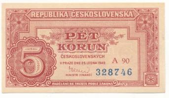 Csehszlovákia 1949. 5K "A90 328746" T:AU
Czechoslovakia 1949. 5 Korun "A90 328746&qu...
