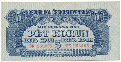 Csehszlovákia 1944. 5K "BK 253495" T:AU
Czechoslovakia 1944. 5 Korun "BK 253495&quot...