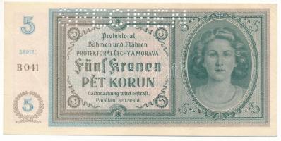 Német Harmadik Birodalom / Cseh-Morva Protektorátus DN (1940) 5K "B041", "SPECIMEN (M...