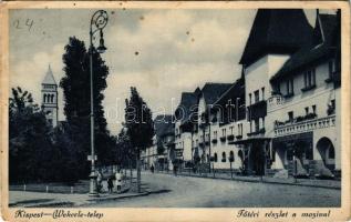 Budapest XIX. Kispest, Wekerletelep, Fő téri részlet a mozival, söröző és borozó (EK)