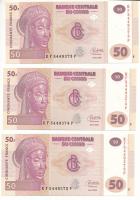 Kongó 2022. 50Fr (3x) sorszámkövetők "KF5449372P - KF5449374P" T:UNC
Congo 2022. 50 Franc...