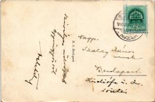 1940 Gyöngyös, Hungária szálloda, Országzászló, Izraelita templom, zsinagóga, Újpark és Zalár utca, ...