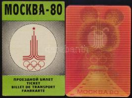 1980 Moszkva, olimpiai közlekedési bérlet és 3 dimenziós programkártya