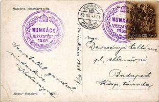 1938 Munkács, Mukacheve, Mukacevo; Masarykova ulice / Masaryk utca, kerékpár, üzletek / street view,...