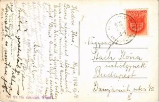 1942 Hejce, Püspöki kastély, Római katolikus és református templom, park részlet, református lelkész...