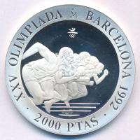 Spanyolország 1992. 2000P Ag "Nyári Olimpia 1992 Barcelona - Futás" T:PP kis patina, karc Spain 1992. 2000 Pesetas Ag "1992 Summer Olympics, Barcelona - Sprint" C:PP small patina, scratch Krause KM#913