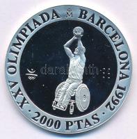 Spanyolország 1992. 2000P Ag "Nyári Olimpia 1992 Barcelona - Kerekesszékes kosárlabda" T:PP Spain 1992. 2000 Pesetas Ag "1992 Summer Olympics, Barcelona - Wheelchair basketball" C:PP Krause KM#912