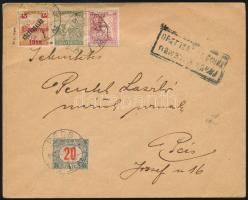 1919 Pécs helyi levél Baranya I., Nagyvárad és Arató 40f vegyes bérmentesítéssel, cenzúrázva / Local...