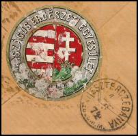 1871/1874 Országos Erdészeti Egyesület, az első magyar levélzáró futott levélen. Még sérült állapotb...