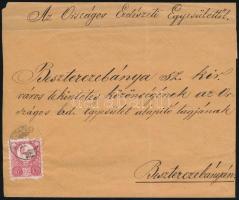 1871/1874 Országos Erdészeti Egyesület, az első magyar levélzáró futott levélen. Még sérült állapotb...