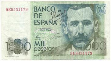 Spanyolország 1979. 1000P "9E9451179" T:F elején kézírás
Spain 1979. 1000 Pesetas "9...