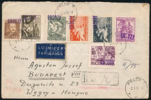 1951 Ajánlott légi levél Budapestre / Registered airmail cover to Hungary with 7 stamps