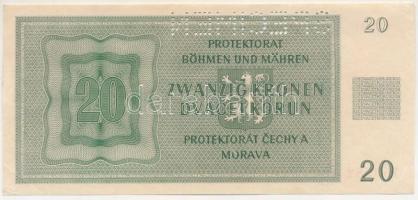Német Harmadik Birodalom / Cseh-Morva Protektorátus 1944. 20K "25 G 150982", "SPECIME...