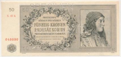 Német Harmadik Birodalom / Cseh-Morva Protektorátus 1944. 50K "07 A 048090", "SPECIME...