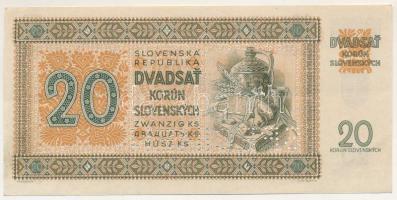 Szlovákia 1942. 20K "SPECIMEN (MINTA)" perforációval, "Jc 40 014616" T:AU,XF haj...