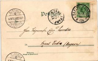 1899 Saalfeld, St. Johannis Kirche. Ottmar Zieher / general view, church. Art Nouveau, floral, litho