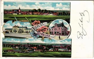 1908 Neustrelitz (Meckl.), Bahnhof, Kaiserl. Postamt. Gustav Kisow Kunstverlags-Anstalt, Eigenthum v...