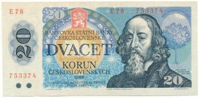 Csehszlovákia 1988. 20K "E78 753374" T:F szép papír
Czechoslovakia 1988. 20 Korun "E...