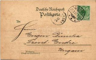 1900 Dissen, Südansicht, Bahnhof, Volksschule, Kirche, Rektoratschule, Grosse Strasse. H. Beucke / v...