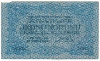 Csehszlovákia 1919. 1K "166" T:F,VG szép papír, de kis sarokhiány
Czechoslovakia 1919. 1 ...