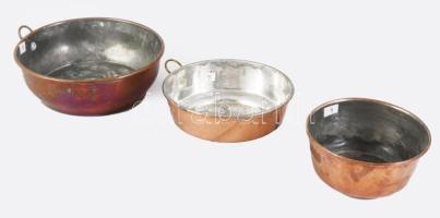 3 darab antik réz sütőforma, d: 15 cm alatt