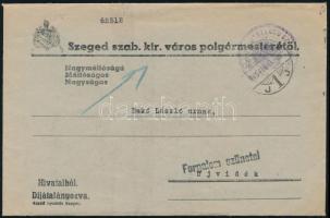 1945.febr.14. Tértivevényes levél külföldre, "Forgalom szünetel" visszaküldve / Official c...
