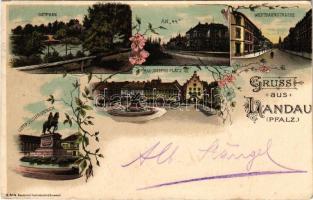 1900 Landau, Ostpark, Westbahnstrasse, Max-Josephs-Platz, Luitpoldbrunnen, An "44". Kunsta...