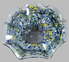 cca 1950 Murano anyagában pöttyözve színezett kínáló, jelzés nélkül, hibátlan, d: 32,5 cm, m: 12 cm