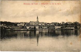 Beograd, Belgrade, Belgrád; Belgrade vu de la Save / view, steamships (fl)