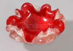 Murano ezüstpelyhekkel díszített asztaldísz, jelzés nélkül, hibátlan, d: 14 cm