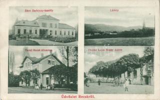 Recsk a Barkóczy kastéllyal, Czisler Lajos fűszerüzletével és a Parád Recsk vasútállomással (EK)