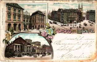 1898 Legnica, Liegnitz; Conzerthaus, Neuer Breslauer Platz, Rathhaus und Häringsbauden. Verlag F. Sc...