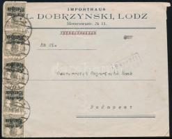 Lengyelország 1918 Cenzúrázott levél 5 db bélyeggel Budapestre / Poland 1918 Censored cover with 5 s...