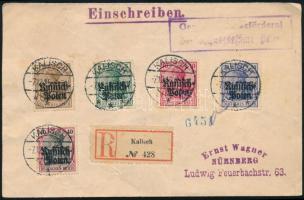 Lengyelország 1915 Cenzúrázott ajánlott levél 5 db bélyeggel / Poland 1915 Censored registered cover...
