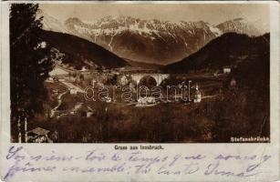 1900 Innsbruck (Tirol), Stefansbrücke / view, bridge. Fritz Gratl photo (Rb)