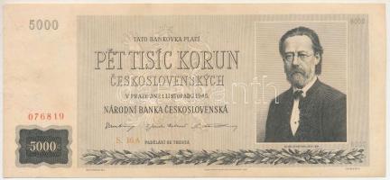 Csehszlovákia 1945. 5000K három perforált lyuk, "16 A 076819" T:XF
Czechoslovakia 1945. 5...
